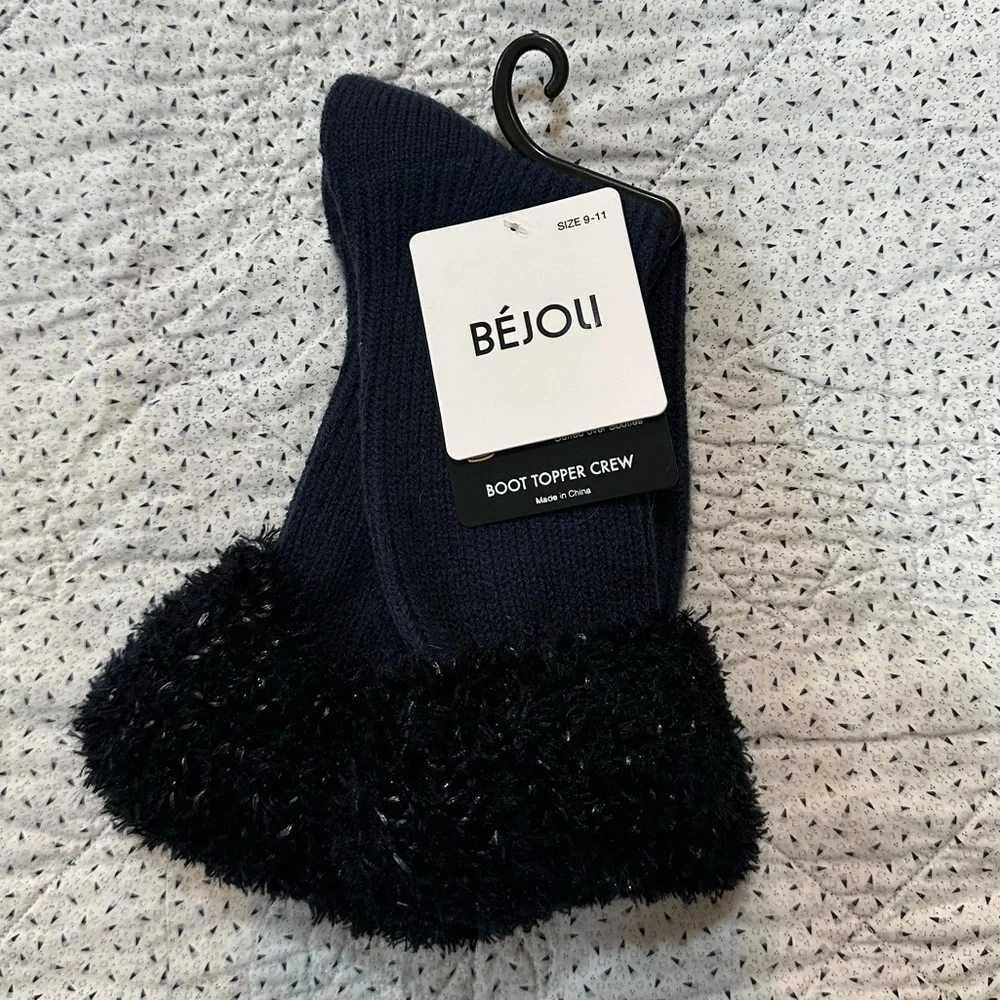 Bejoli Fluff Cuff Boot Topper Crew - Indigo